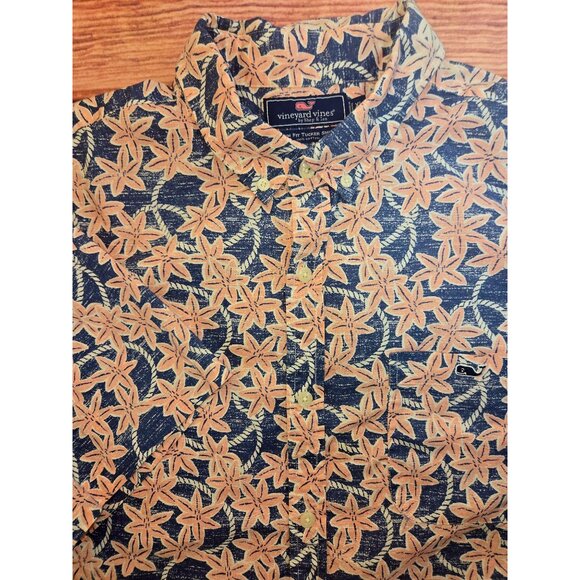 Vineyard Vines Mens Slim Fit Tucker Shirt XL Floral Pattern Short Sleeves - Picture 4 of 6